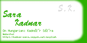 sara kadnar business card